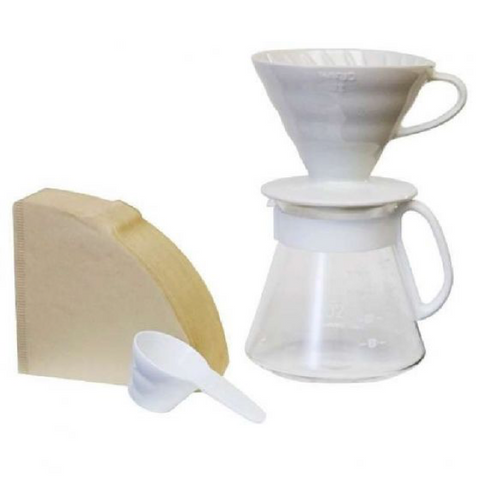 Hario V60 Ceramic Pour Over Set - White